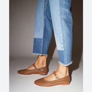 No.6 patent leather tan/camel Maryjane shiny strap leather bottoms